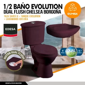 Medio Baño Evolution Dual Flush Borgoña Edesa