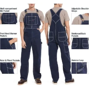 HISEA Overol de Mezclilla para Hombre
