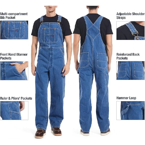 HISEA Overol de Mezclilla para Hombre