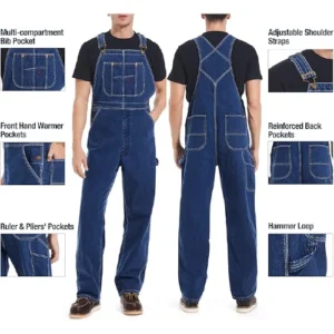 HISEA Overol de Mezclilla para Hombre